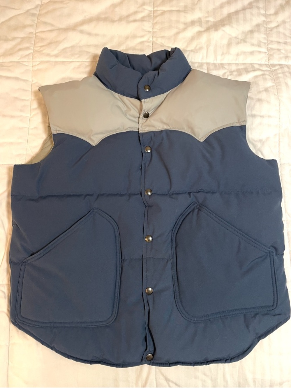 Vintage William Barry Colorado Down Vest Cowboy Western Men's Large Blue Grey